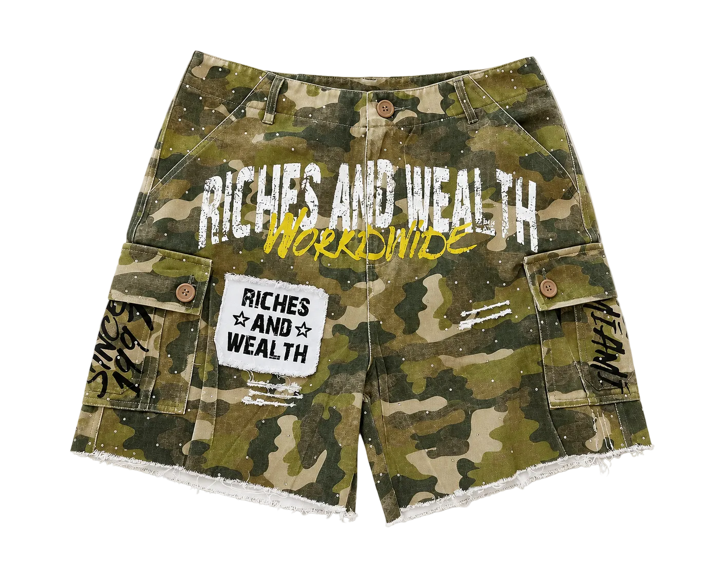 Washed camo cargos