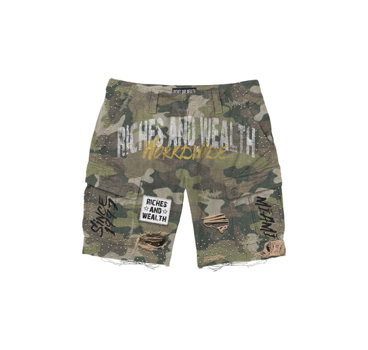 Washed camo cargos